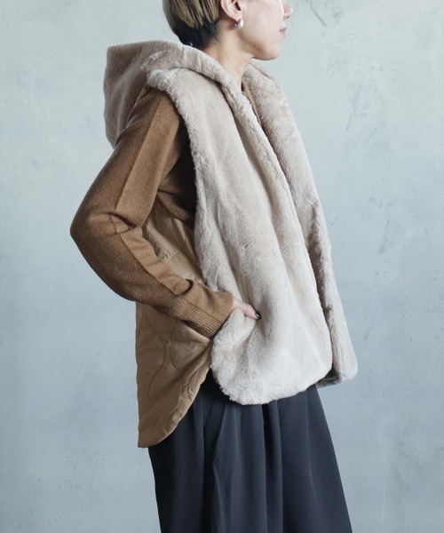 ⭐︎mal.レレレさん フード付きボアベスト ブラック ⭐︎mal.レレレ