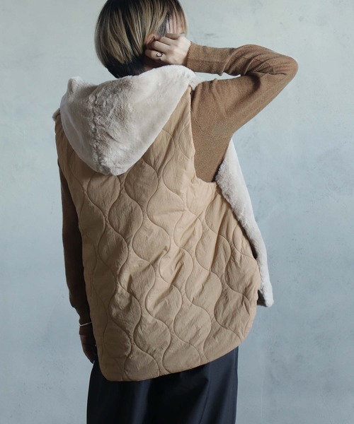 BITTOKO（ビットコ） ベスト ジレ ボアフードベスト レディース