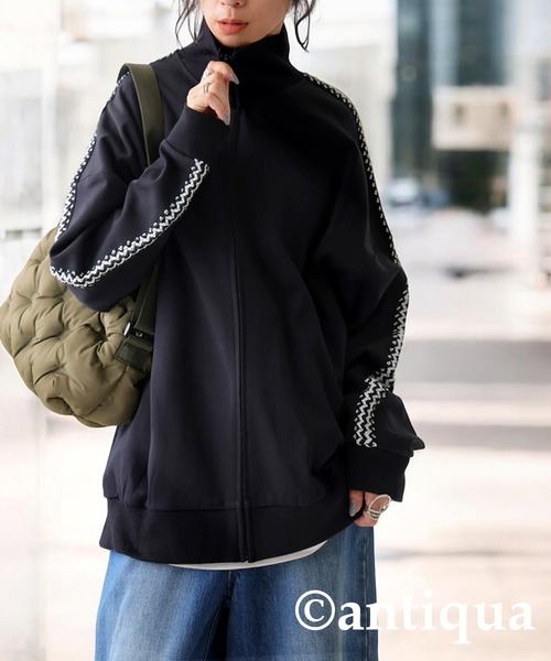 「antiqua」 ブルゾン P ブラック レディース_画像4