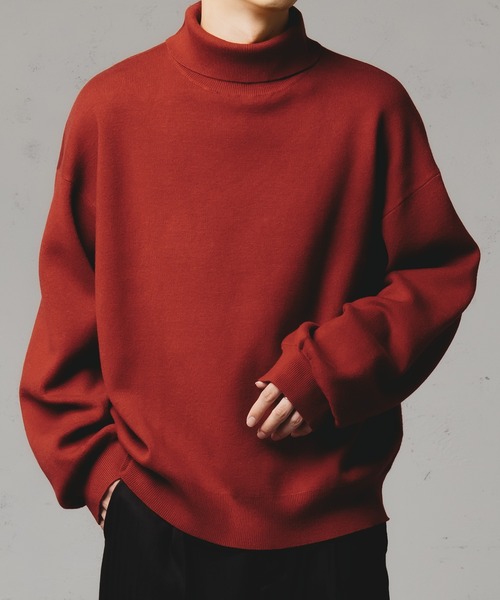 「epnok」 タートルネックニット MEDIUM レッド メンズ_画像2