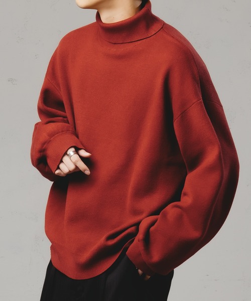 「epnok」 タートルネックニット MEDIUM レッド メンズ_画像3