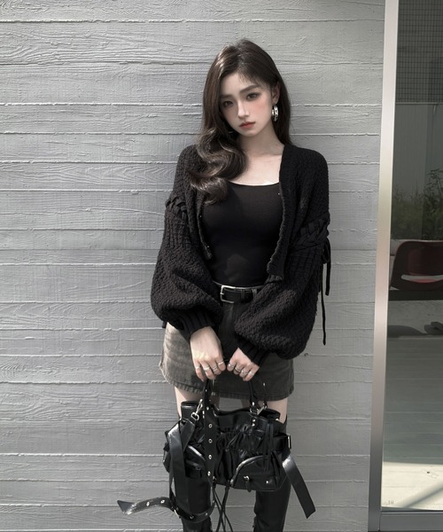 VEILA カーディガン クロップドニットカーディガン レディース