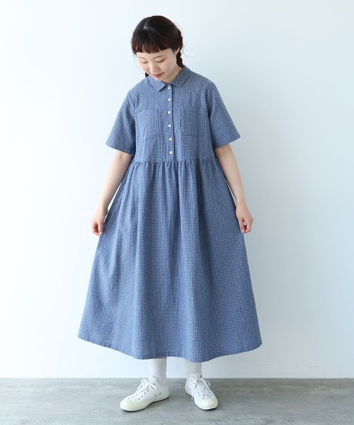 sunvalley   フレンチリネンプルオーバー  ワンピース  新品 SUNVALLEY＊サンバレーフレンチリネンクルーネック切り替えプル