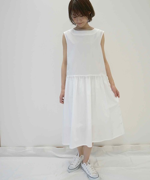「haupia」 ノースリーブワンピース MEDIUM カーキ レディース_画像4