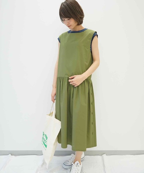 「haupia」 ノースリーブワンピース MEDIUM カーキ レディース_画像8