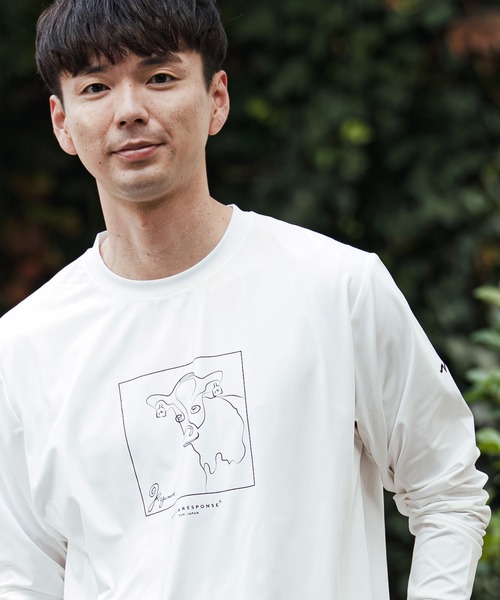 tシャツ mlt5509- アートラインウシ-プリント長袖Tシャツ(260-1321-02