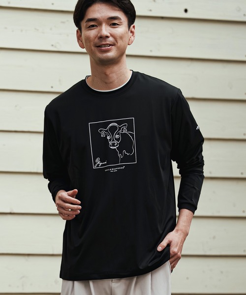 tシャツ mlt5509- アートラインウシ-プリント長袖Tシャツ(260-1321-02