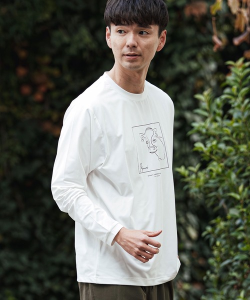tシャツ mlt5509- アートラインウシ-プリント長袖Tシャツ(260-1321-02