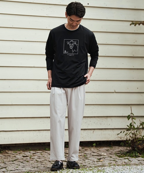 tシャツ mlt5509- アートラインウシ-プリント長袖Tシャツ(260-1321-02