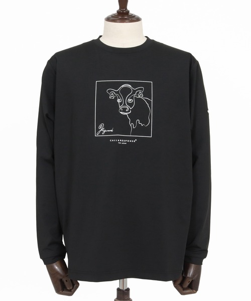 tシャツ mlt5509- アートラインウシ-プリント長袖Tシャツ(260-1321-02