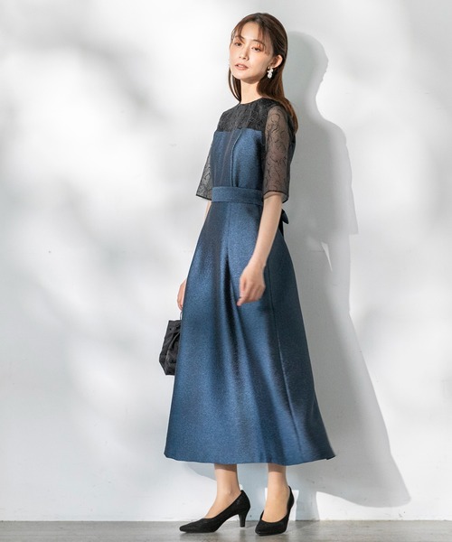 「kaene」 半袖ワンピース 9号 ネイビー レディースの画像