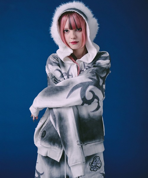 ガルフィー パーカー メンズ レディース ユニセックス 部族系 GALFY（ガルフィー） パーカー 「GALFY/ガルフィー」汚れ部族パーカー