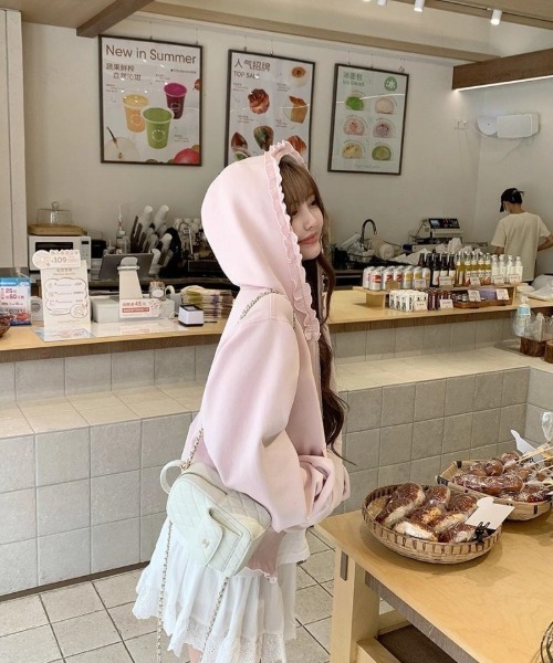 パーカー フードフリル仕様ZIPパーカー レディース : ZOZOTOWN Yahoo