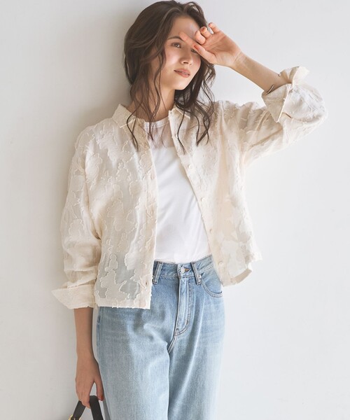 23区（ニジュウサンク） ブラウス シャツ カットジャカード シャツ 
