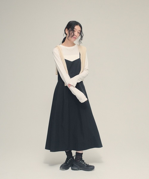 極美品　エルマンノシェルビーノ　現行　カシミヤ混　ノースリーブワンピースドレス ワンピース 「eL」Sleek Line Cami One-piece/645558 : ZOZOTOWN Yahoo