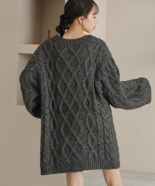 「hinari」 ニットワンピース SMALL チャコールグレー レディース_画像6