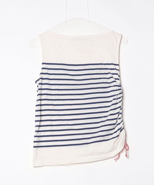 「PETIT BATEAU」 ボーダー柄ノースリーブトップス XX-SMALL ネイビー レディース_画像2