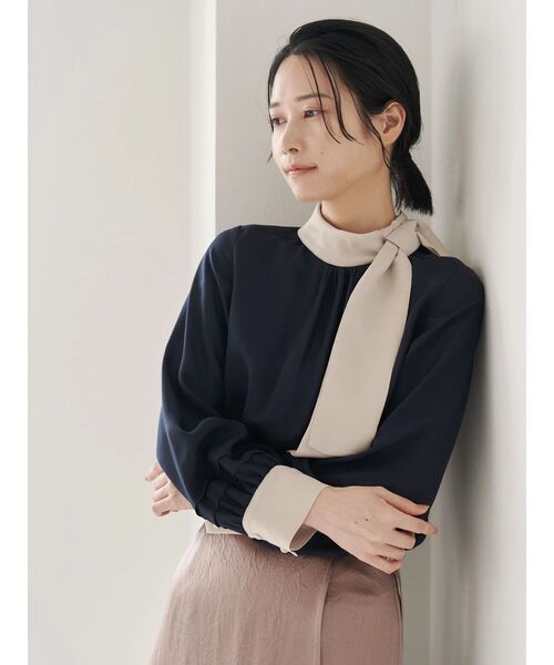 「TONAL」 長袖ブラウス MEDIUM ネイビー レディース