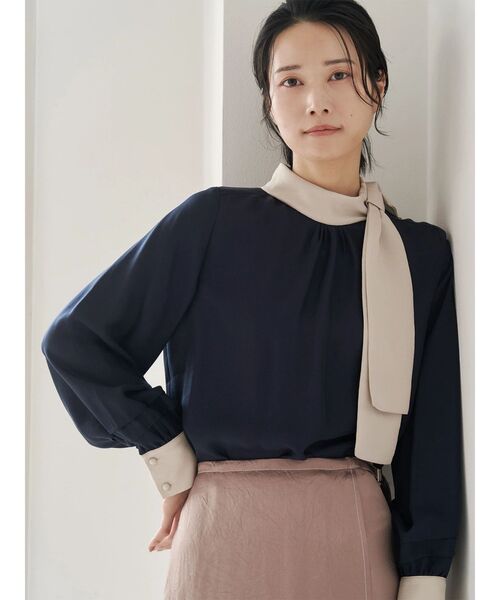 「TONAL」 長袖ブラウス MEDIUM ネイビー レディース