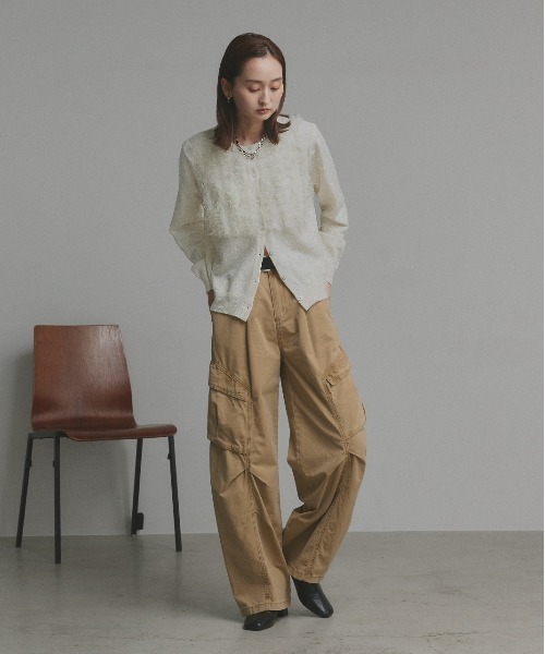 「ad thie」 カーディガン FREE グレー レディース_画像3