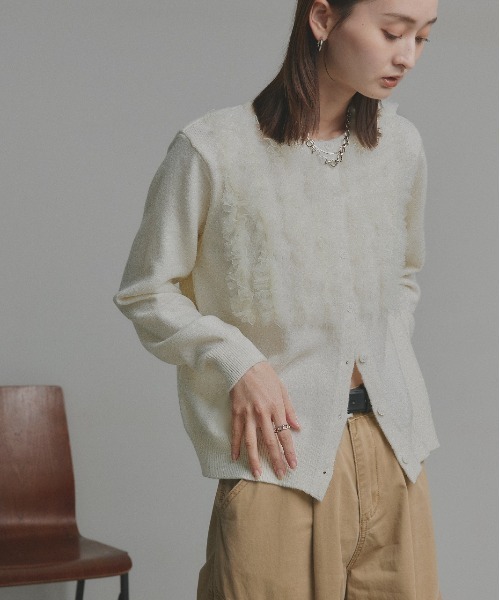 「ad thie」 カーディガン FREE グレー レディース_画像9