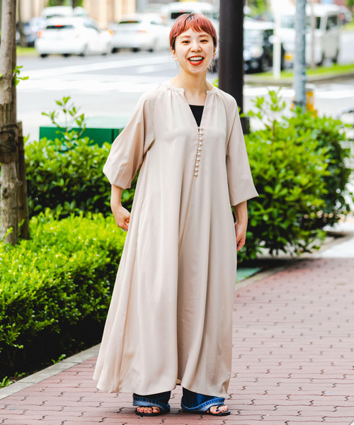 「ITEMS URBANRESEARCH」 長袖ワンピース FREE ベージュ系その他 レディース_画像4