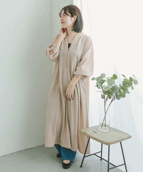 「ITEMS URBANRESEARCH」 長袖ワンピース FREE ベージュ系その他 レディース_画像8