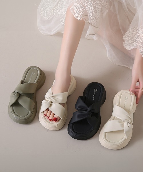 「Miniministore」 フラットサンダル 25.0cm ブラック レディース_画像2