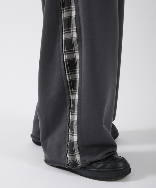 Perushu スウェットパンツ ジャージ SIDE CHECKLINE WIDE SWEAT PANTS 
