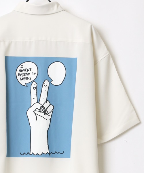 シャツ ブラウス Mark Gonzales マークゴンザレス ビッグシルエット ポリトロドレープ バックプリント イラスト フォト グラフィック シ Zozotown Paypayモール店 通販 Paypayモール
