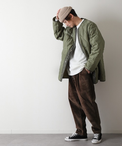FASHIRU アイボリー チノパン　コーデュロイ FASHIRU アイボリー チノパン コーデュロイ tuck wide chino