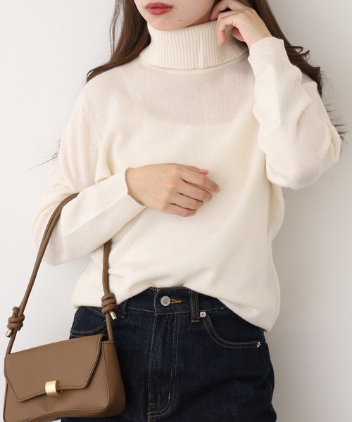 ニット セーター BRODIAEA 洗えるカシミヤシリーズ タートルネック