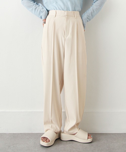 スラックス パンツ ハイウエストテーパードスラックスパンツ