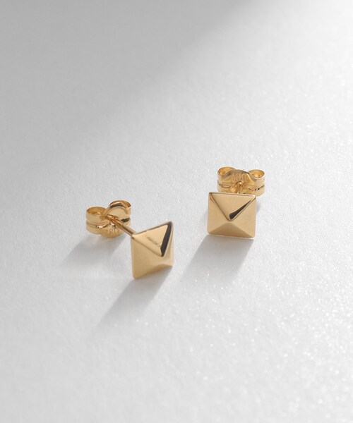 COCOSHNIK ピアス K18中空スタッズスクエア スタッドピアス レディース
