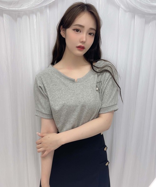 tシャツ 「WEB限定」ロゴブローチ風TEE レディース FACE S/S TEE（Tシャツ/カットソー）｜X-girl（エックスガール