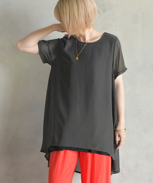 tシャツ シフォンジョーゼットブラウス レディース