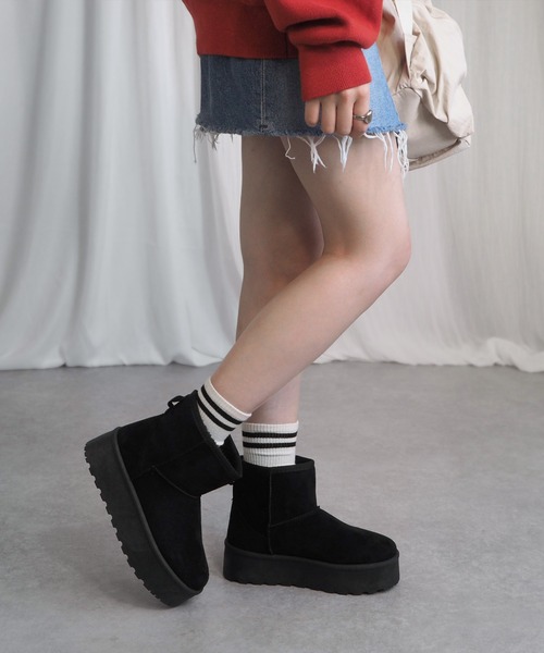 minia（ミニア） ブーツ 厚底ムートン レディース : ZOZOTOWN Yahoo!店
