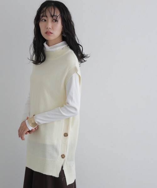 ニット セーター サイドボタンベスト レディース ElegChic ニット セーター サイドボタンベスト レディース