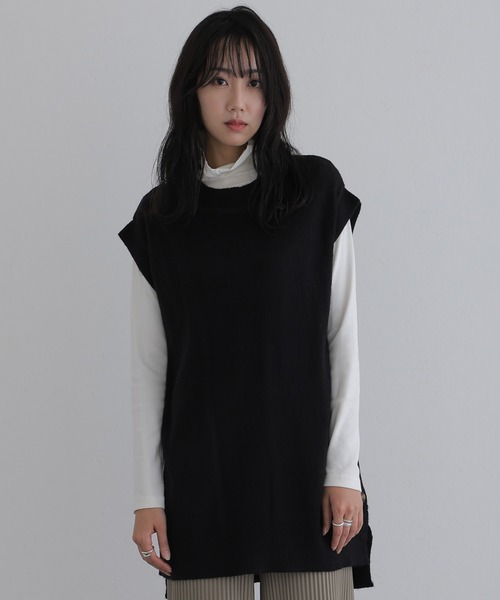 ElegChic ニット セーター サイドボタンベスト レディース