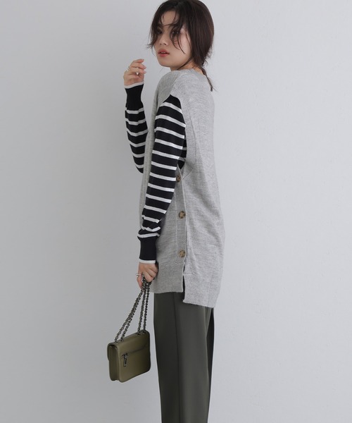 ニット セーター サイドボタンベスト レディース ElegChic ニット セーター サイドボタンベスト レディース