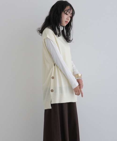 ニット セーター サイドボタンベスト レディース ElegChic ニット セーター サイドボタンベスト レディース
