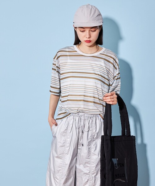 tシャツ 切り替えユルボーダーTee レディース 楽天市場】カットソー レディース トップス Tシャツ ボーダー