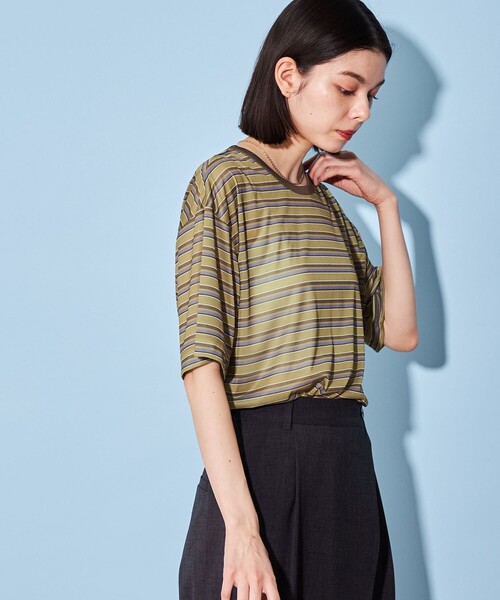 tシャツ シアーマルチボーダー カットソー レディース CITEN tシャツ Tシャツ 「CITEN」シアー マルチ ボーダー ユル