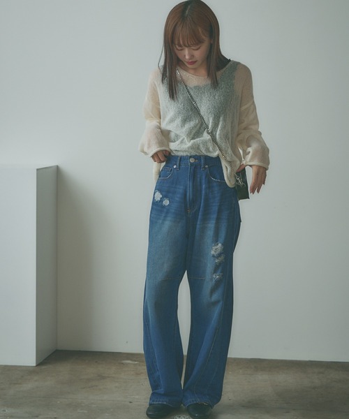 セール】damage flare denim pant/ダメージ フレア デニム
