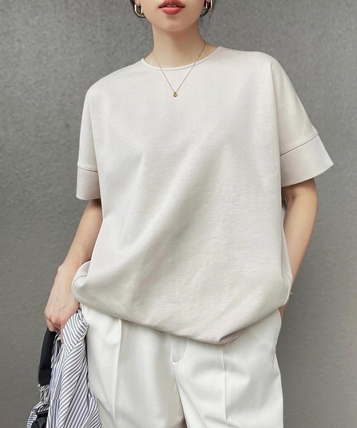 tシャツ ネックが選べる！ライトダンボールダブルスリーブプルオーバー レディースの画像
