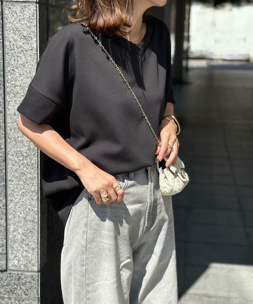 tシャツ ネックが選べる！ライトダンボールダブルスリーブプルオーバー レディースの画像