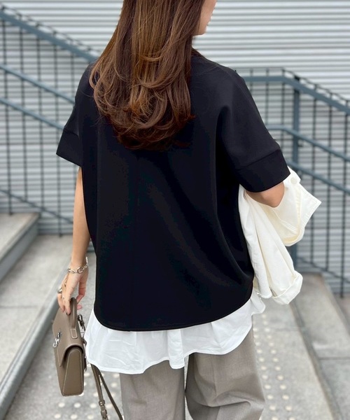 tシャツ ネックが選べる！ライトダンボールダブルスリーブプルオーバー レディースの画像