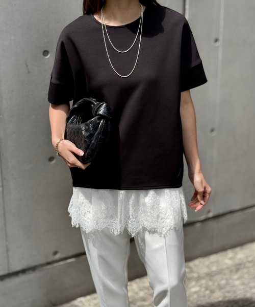 tシャツ ネックが選べる！ライトダンボールダブルスリーブプルオーバー レディースの画像