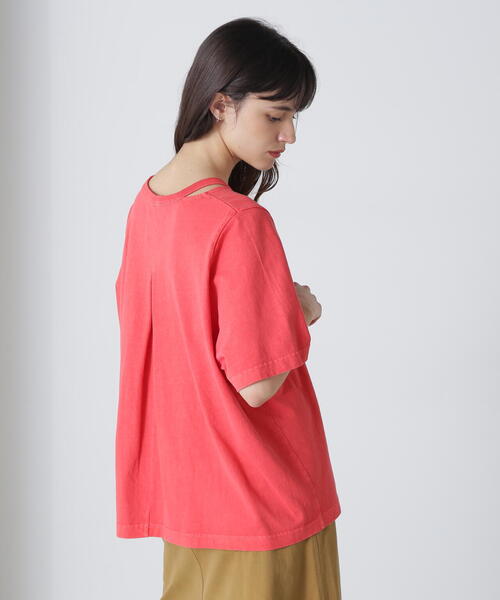 tシャツ OPEN NECK BACK TACK FADEWASH T-SHIRT/オープンネック バックタック フェイドウォッシュTシャツ レディー