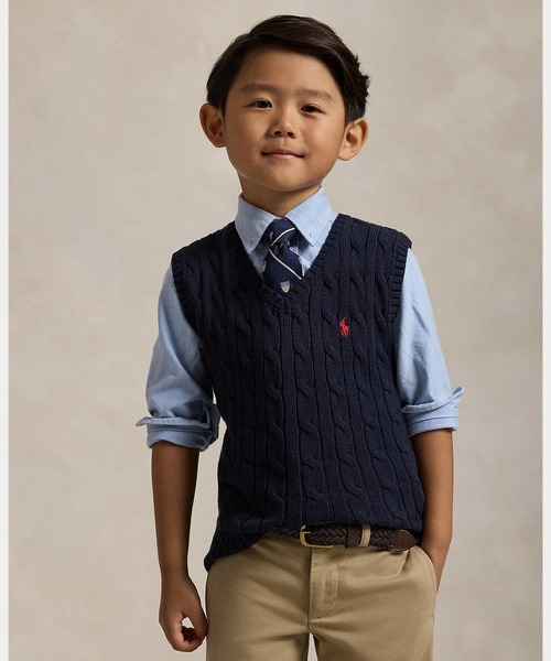 Polo Ralph Lauren Childrenswear ベスト ケーブルニット コットン
